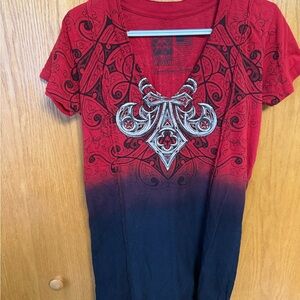Affliction Red and Black Short Sleeve Tee